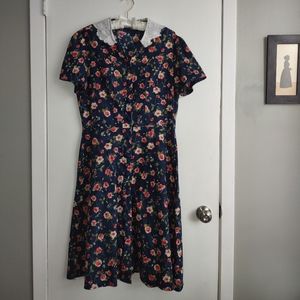 Blue Floral Button Down Dress